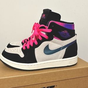 Jordan Men’s Mid-Top Sneakers in Black, Pink, Purple, White